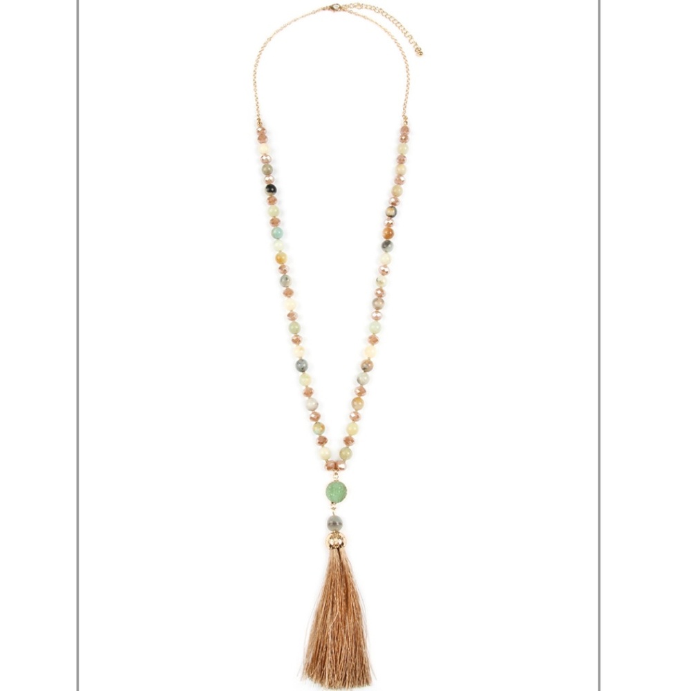 PRICE DROP Earthy Beaded Tassle Necklace!